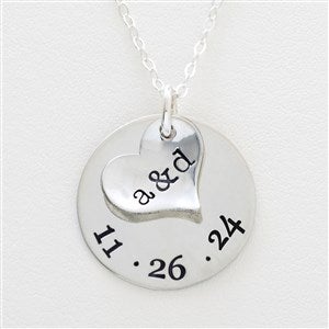 Personalized Heart Initials Necklace with Date Disc - Special Couple - 16541D-D