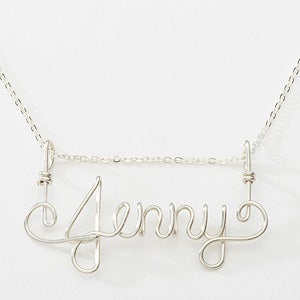 Personalized Sterling Silver Wire Name Necklace - 16543D-S