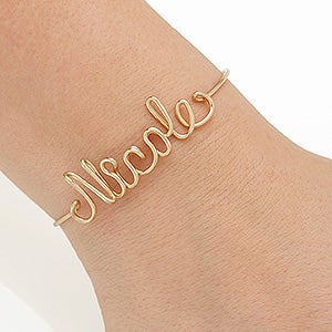 Gold wire on sale name bracelet