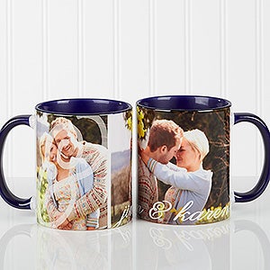 Personalized Romantic Couples Photo Coffee Mugs - Blue - 16547-BL