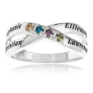 Family Birthstone Personalized Sterling Silver Ring - 16550D