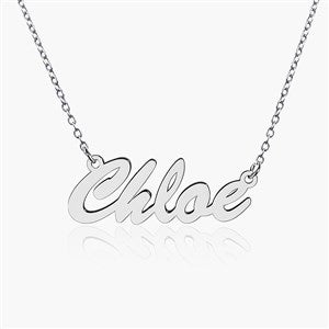 Contemporary Script Personalized Name Necklace - Silver - 16555D-S