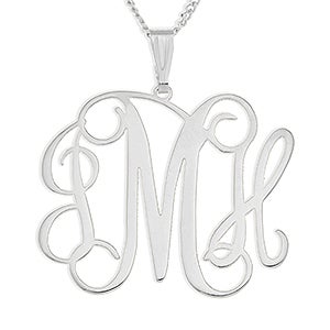 3 Letter Monogram Personalized Sterling Silver Necklace - 16556D