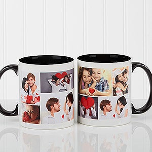 Personalized Black Coffee Mugs - Photo Collage - 16584-B
