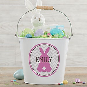 Easter Bunny Personalized Large Treat Bucket - White - 16593-L