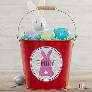Easter Bunny Personalized Large Treat Bucket - Red - 16593-RL