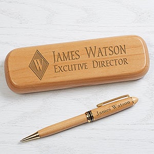 Executive Monogram Personalized Acrylic Pen & Pencil Holder