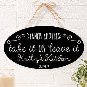 Sassy Kitchen Quotes Personalized Oval Wood Sign - 16647