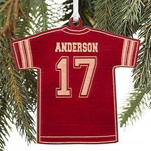 Football Jersey Personalized Red Wood Ornament - 16661-R