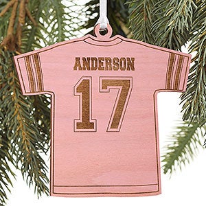 Football Jersey Personalized Pink Wood Ornament - 16661-P