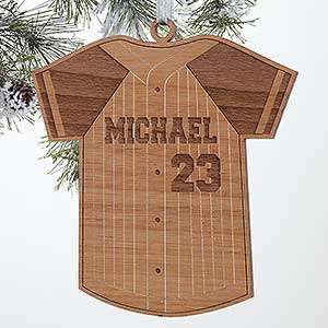 Baseball Jersey Personalized Natural Wood Ornament - 16662