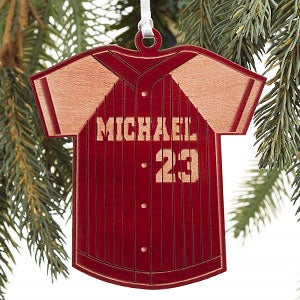 Baseball Jersey Personalized Red Wood Ornament - 16662-R