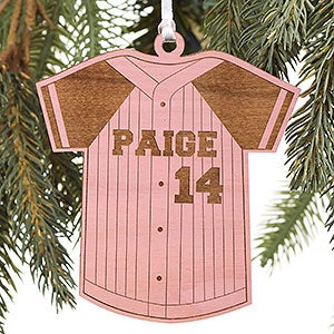 Baseball Jersey Personalized Pink Wood Ornament - 16662-P