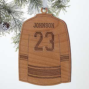 Hockey Jersey Personalized Natural Wood Ornament - 16664
