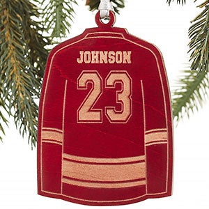 Hockey Jersey Personalized Red Wood Ornament - 16664-R
