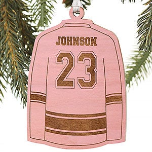 Hockey Jersey Personalized Pink Wood Ornament - 16664-P