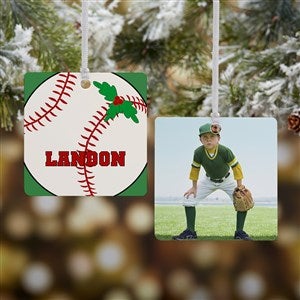 Baseball Personalized Square Photo Ornament - 16665-2M