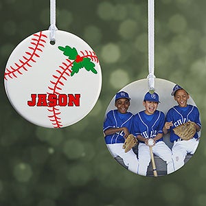 Personalized Baseball Photo Christmas Ornament - 16665-2