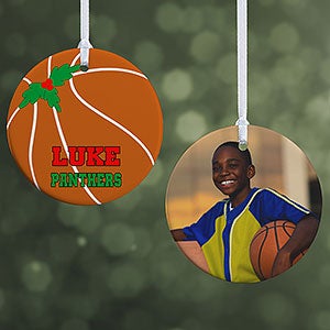 Personalized Basketball Photo Christmas Ornament - 16666-2