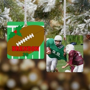 Football Personalized Square Photo Ornament- 2.75 Metal - 2 Sided - 16667-2M