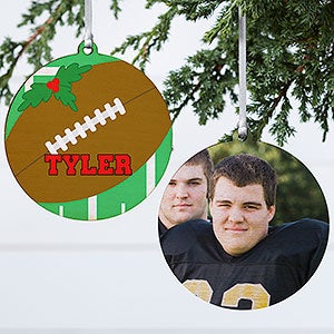 Football Personalized Photo Ornament-3.75 Wood - 2 Sided - 16667-2W