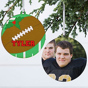 Football Personalized Photo Ornament-3.75 Wood - 2 Sided - 16667-2W