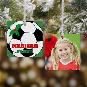 Soccer Personalized Square Photo Ornament- 2.75 Metal - 2 Sided - 16670-2M