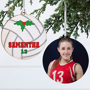 Volleyball Personalized Wood Photo Ornament - 16672-2W