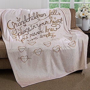 Grandchildren Fill Our Hearts Personalized 60x80 Plush Fleece Blanket - 16692-L