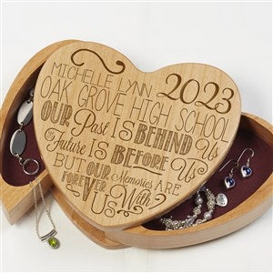 Graduation Memories Engraved Natural Wood Jewelry Box - 16715