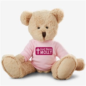 Personalized Religious Teddy Bear - God Bless - Pink - 16738-P