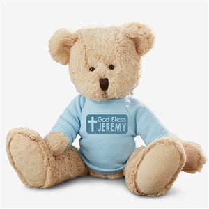 Personalized Religious Teddy Bear - God Bless - Blue - 16738-B