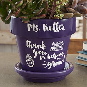 Personalized Teacher Gift Flower Pot - Purple - 16740-P