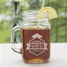 Class Of Etched Graduation Glass Mason Jar - 16772