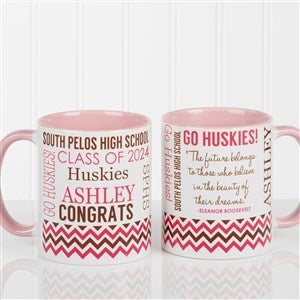 Personalized Graduation Coffee Mug - School Memories - Pink Handle - 16775-P