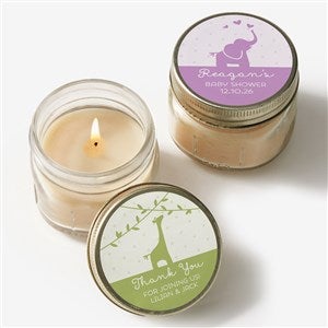 Baby Zoo Animals Personalized Mason Jar Candle Favors - 16820