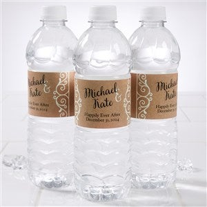 Rustic Chic Wedding Personalized Water Bottle Labels - 16845