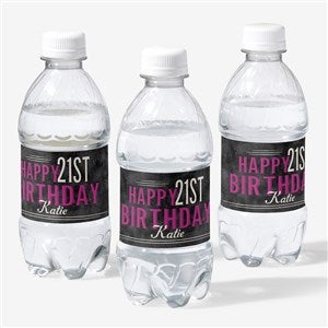 Vintage Age Birthday Personalized Water Bottle Labels - 16852