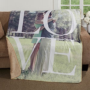 LOVE Personalized 60x80 Sherpa Photo Blanket - 16883-SL