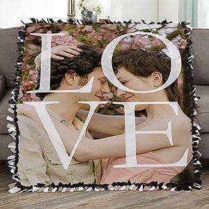 LOVE Personalized 50x60 Tie Photo Blanket - 16883-T