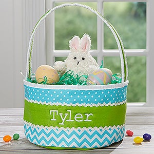 Easter Fun Embroidered Soft Easter Baskets - Blue & Green - 16888-B