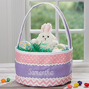 Easter Fun Embroidered Soft Easter Baskets - Pink & Purple - 16888-P