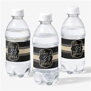 Cheers To Then  Now Anniversary Personalized Water Bottle Label - 16900