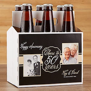 Personalized Anniversary Beer Bottle Carrier - Cheers To Then & Now - 16901-C