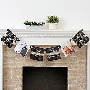 Cheers To Then & Now Anniversary Personalized Paper Photo Banner - 16903