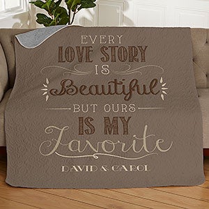 Love Story Personalized 50x60 Quilted Blanket - 16911-Q
