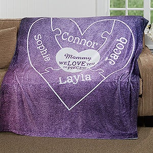 Personalized Fleece Blanket 50x60 - Puzzle Heart - 16912