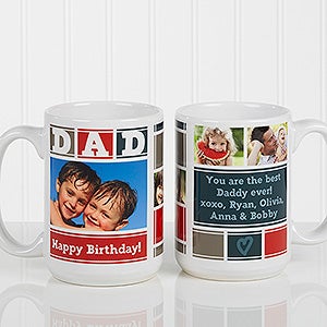 DAD Photo Collage Personalized Coffee Mug 15 oz.- White - 16920-L