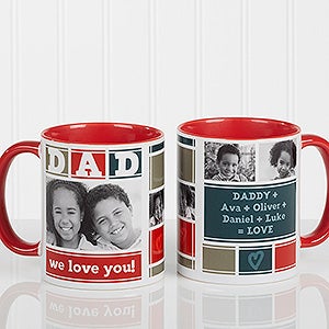 DAD Photo Collage Personalized Coffee Mug 11oz.- Red - 16920-R