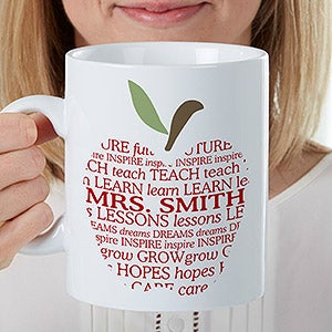 Apple Scroll Teacher Personalized 30oz. Oversized Coffee Mug - 16951